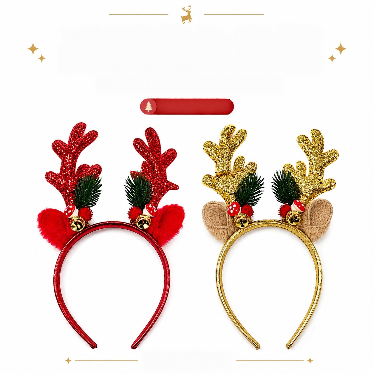 Christmas Reindeer Bell Sequin - Reindeer Antlers Headband ulasan dan harga