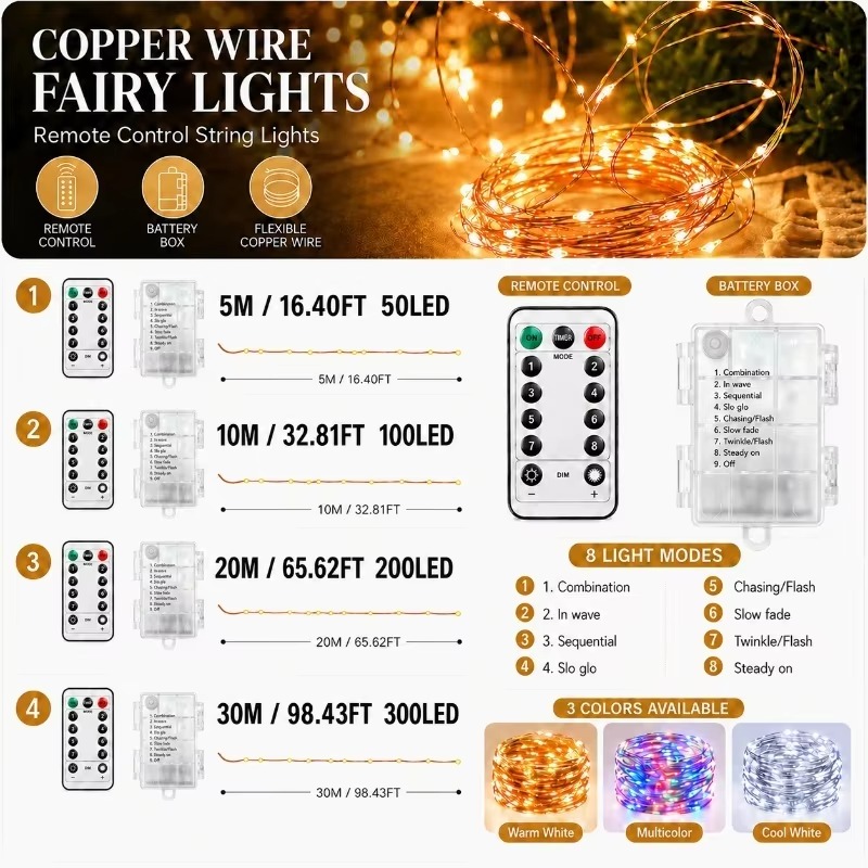 10M Remote Control Waterproof  - Led Fairy String Lights ulasan dan harga